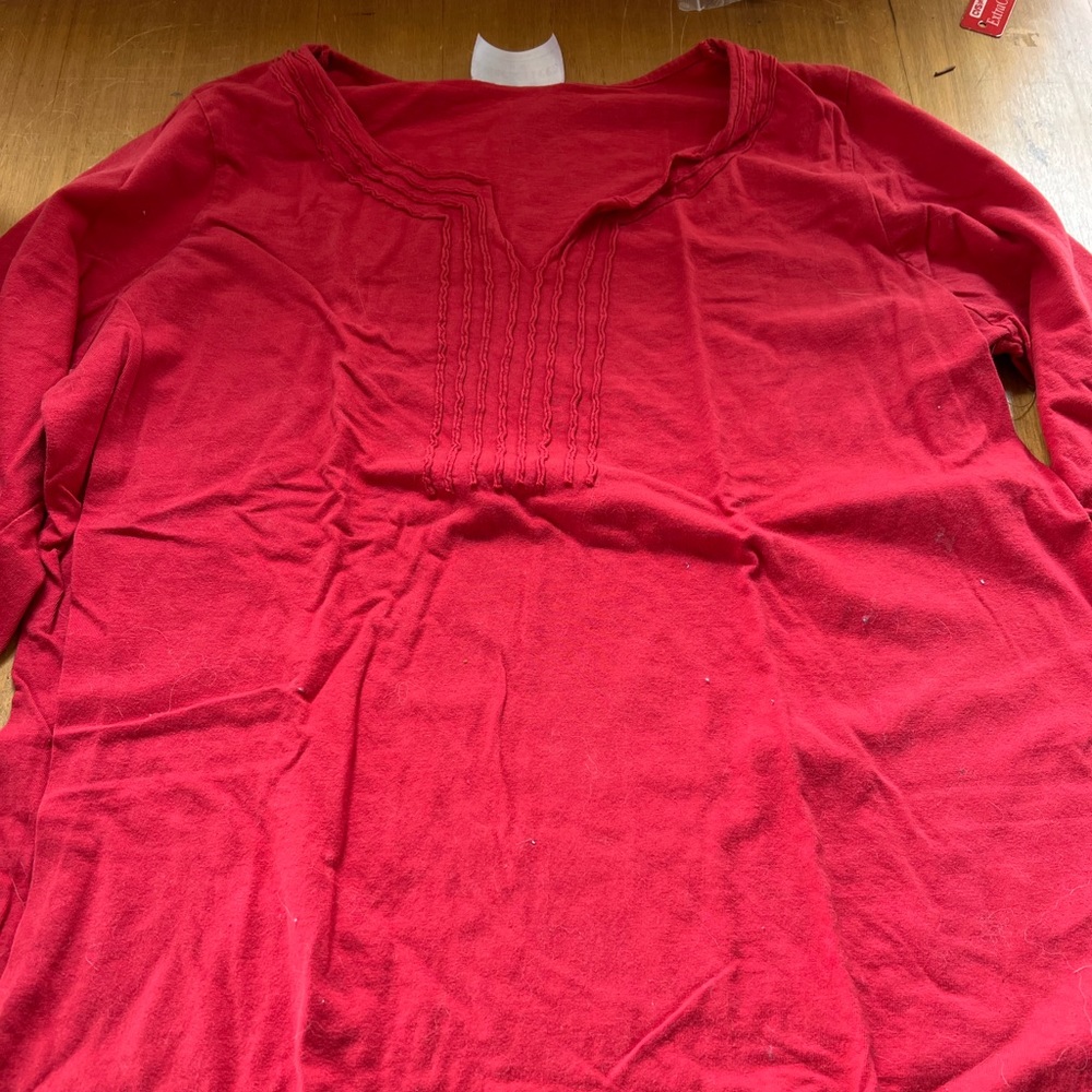 Avenue NecessiTees Coral Red Quarter Sleeve Tee